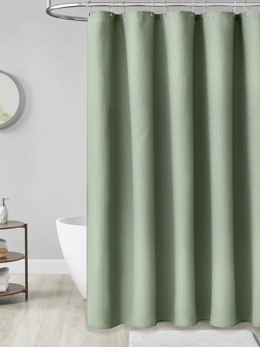 NWOT Dynamene Green Extra long Shower Curtain 72x84 Waffle Weave Fabric